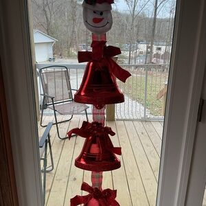 Cheerful Red Snowman Bell Door Decoration